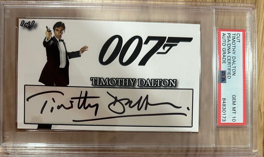 James Bond Timothy Dalton Autograph Auto Card Ian Fleming PSA 10 Custom