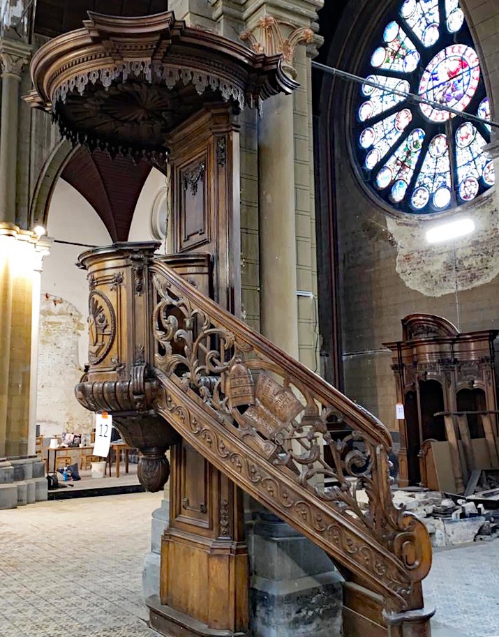 Antique Baroque 1700's Impressive Church Pulpit in Solid Oak
