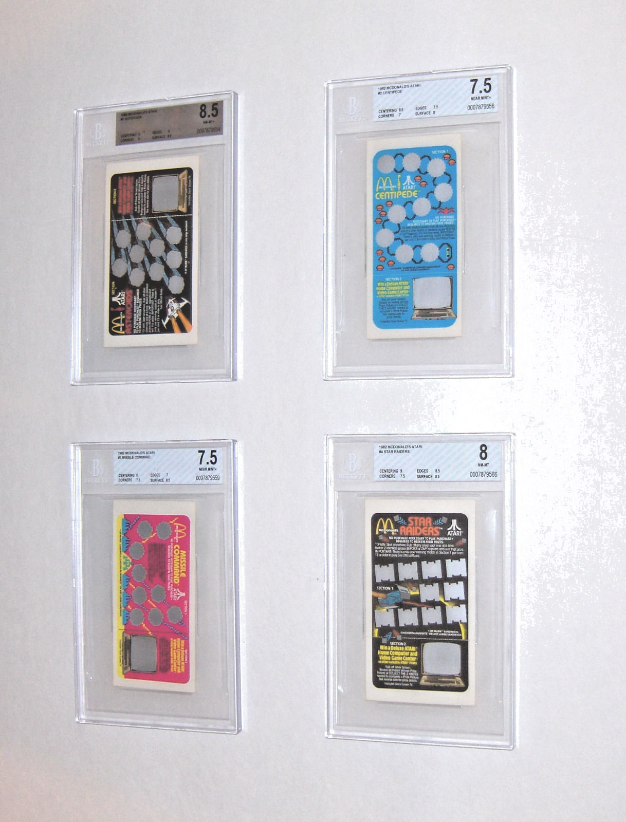 1982 Vintage McDonalds SPACE THEMED ATARI BECKETT Graded Unscratched Cards 