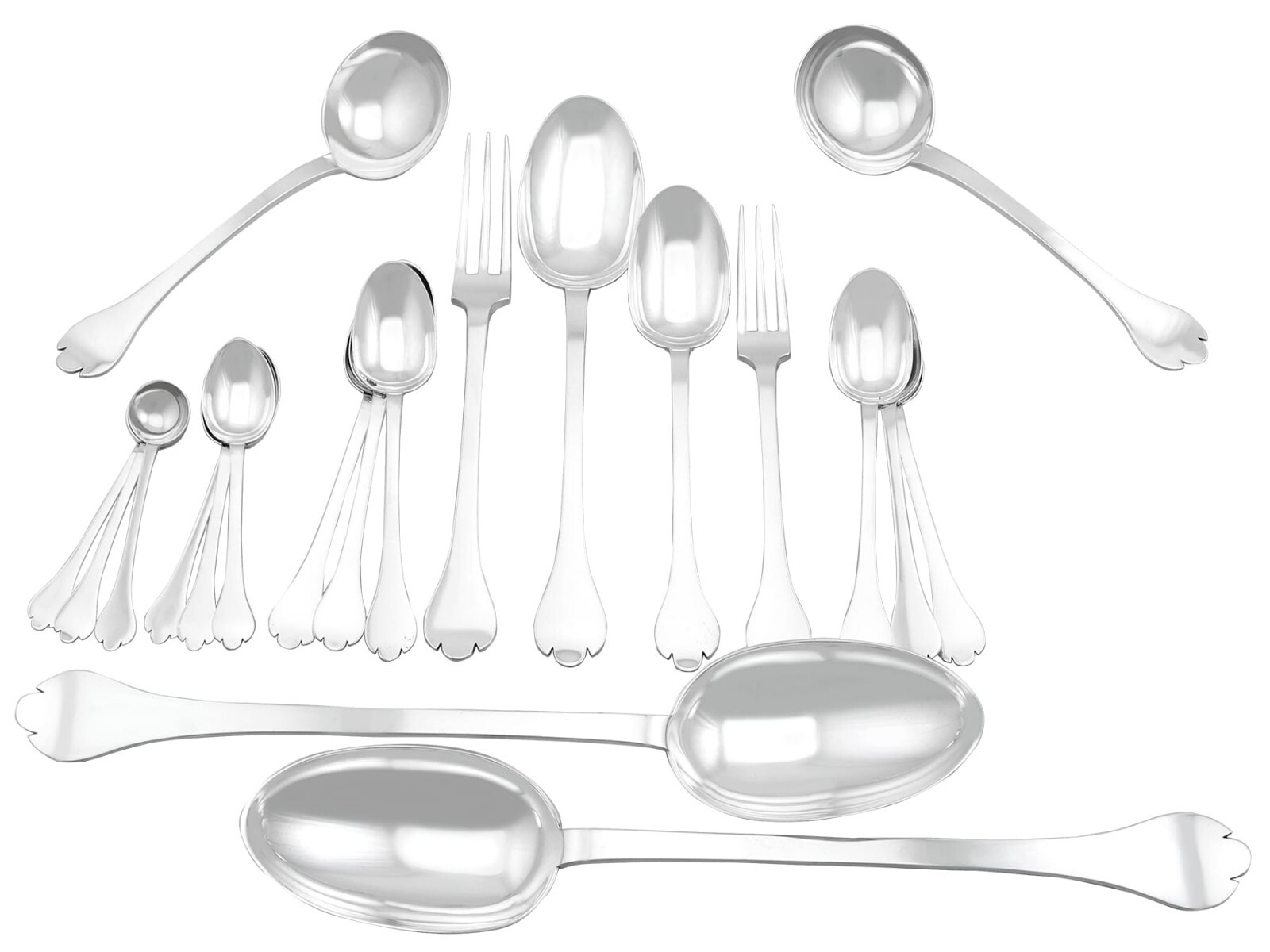 Antique Britannia Standard Silver Canteen of Cutlery for Twelve Persons
