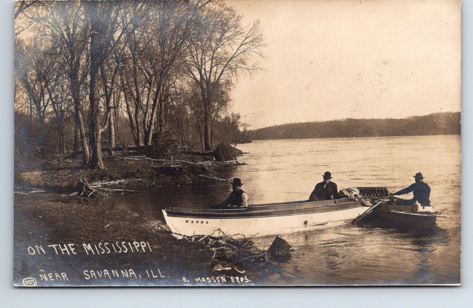 RPPC Real Photo Postcard Illinois Savanna Mississippi River Boat Wanda Madsen RPPC Real Photo Postcard Illinois Savanna Mississippi River Boat Wanda Madsen