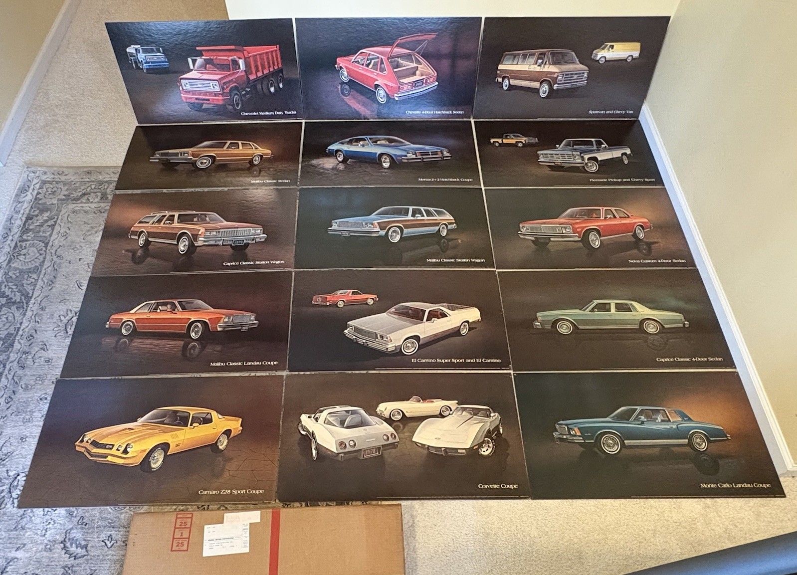 1978 Chevrolet 32” x 18” Chevy Dealer Poster Set of 15-Corvette, Camaro, Pickup