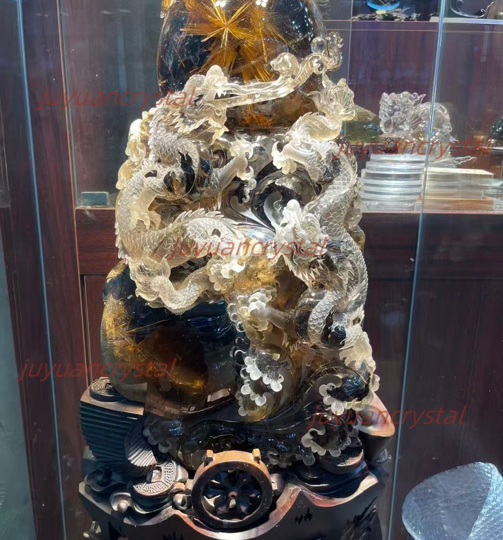170LB Top Natural Rutilated Quartz Ball Carved Crystal Dragon Skull Healing Gems 170LB Top Natural Rutilated Quartz Ball Carved Crystal Dragon Skull Healing Gems