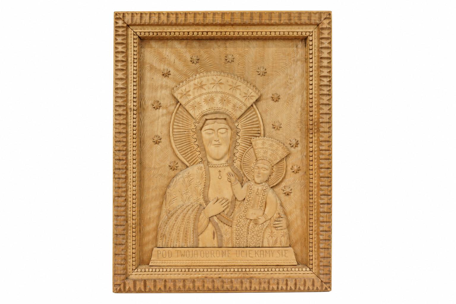 Polish Folk Sculpture 1980 Holy Lady of Częstochowa