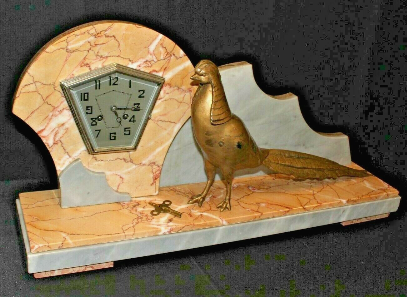 Original Fritz Marti Art Deco Bronze Pheasant Marble Mantel Clock – Rare | Runs Original Fritz Marti Art Deco Bronze Pheasant Marble Mantel Clock – Rare | Runs