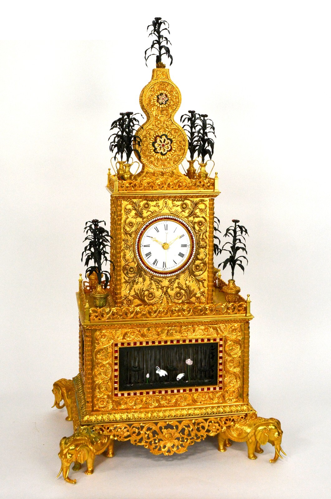 Massive Chinese Ormolu High Relief Bronze Elephant Automaton Music Bracket Clock Massive Chinese Ormolu High Relief Bronze Elephant Automaton Music Bracket Clock