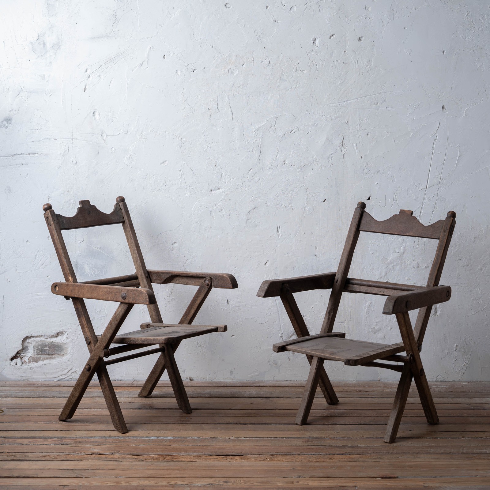 West African Tribal Folding Safari Armchairs, 19th Century West African Tribal Folding Safari Armchairs, 19th Century