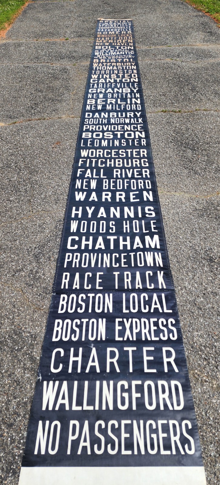 ANTIQUE MASSACHUSETTS CONNECTICUT CHARTER BUS ROLL SIGN NEW MILFORD DANBURY CT ANTIQUE MASSACHUSETTS CONNECTICUT CHARTER BUS ROLL SIGN NEW MILFORD DANBURY CT