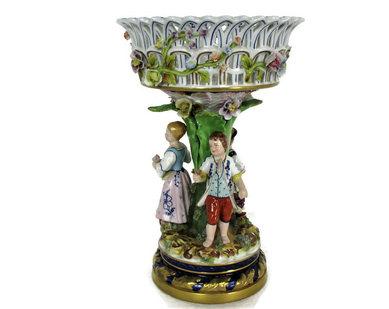 French Sevres Large Table Centerpiece  Marked Porcelain Figurines Delicate WOW