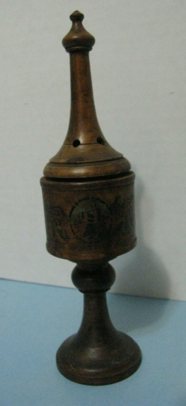 Bezalel Very Early Olive-Wood Palestine Havdalah Spice Holder Migdal David Besam