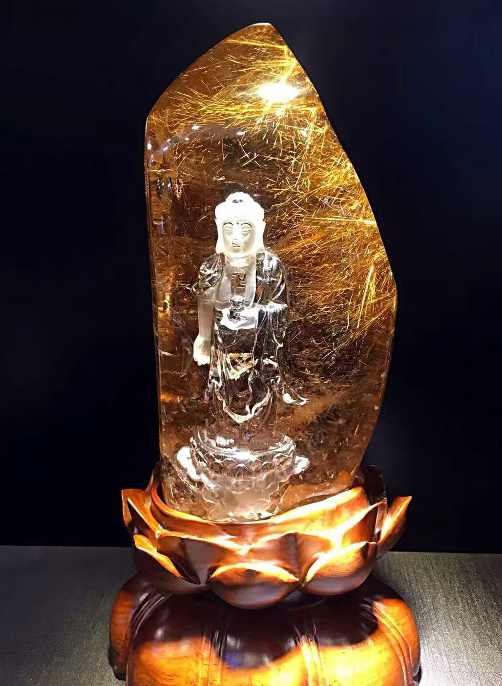 7.9LB Top Natural Rutilated Crystal Quartz Carved Buddha Office home Reiki decor 7.9LB Top Natural Rutilated Crystal Quartz Carved Buddha Office home Reiki decor