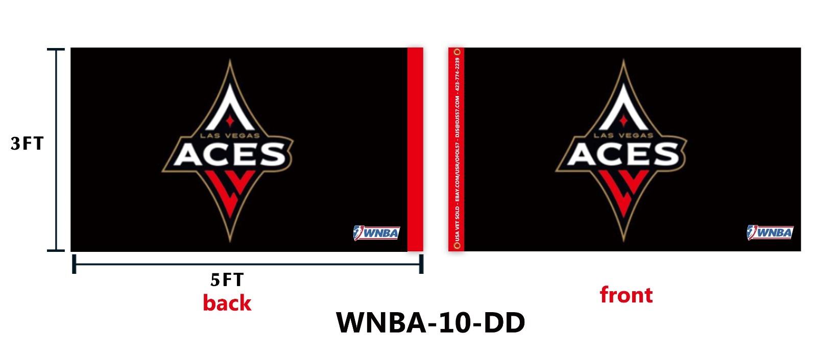 A LAS VEGAS ACES WNBA-10 3x5 Ft Flag Double Sided Print Womens Basketball A LAS VEGAS ACES WNBA-10 3x5 Ft Flag Double Sided Print Womens Basketball