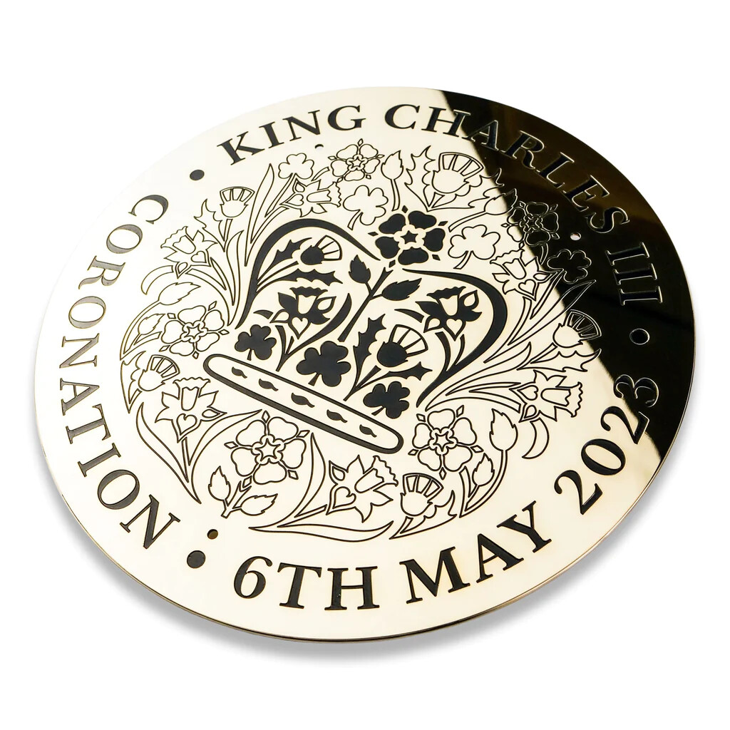 King Charles III Coronation plaque in Solid brass