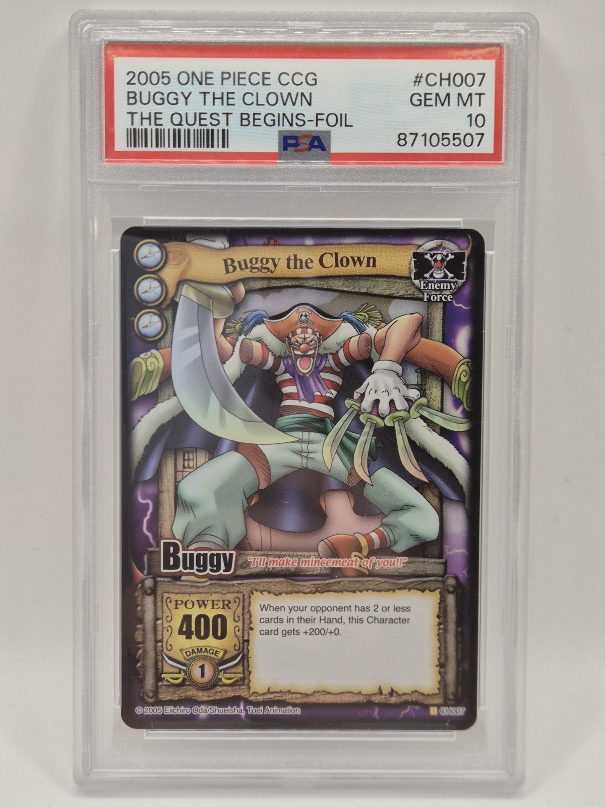 One Piece CCG - Buggy The Clown - PSA 10 POP 1 - CH007 - Foil 