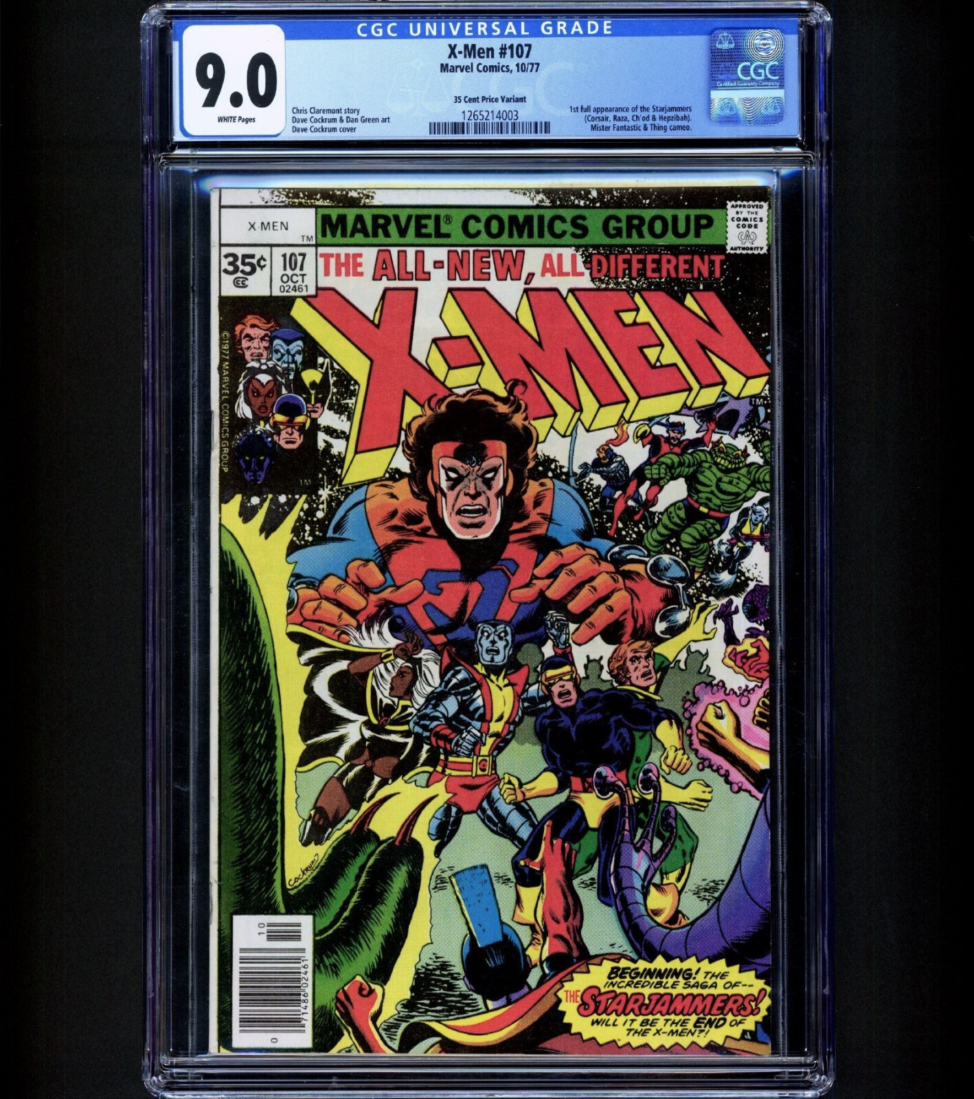 RARE 35c PRICE VARIANT X-Men #107 CGC 9.0 1st Gladiator Starjammers + More 1977