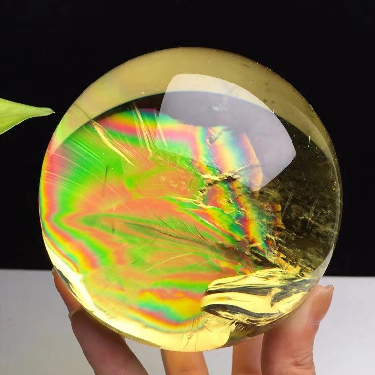 3.01LB A+ Natural Rainbow High quality citrine quartz ball carved crystal sphere