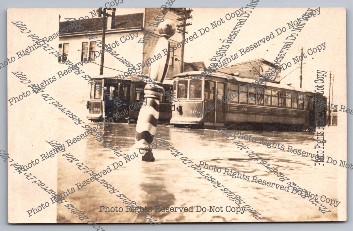 Antique 1913 RPPC Trolleys Caught Flood Willmington Ohio Real Photo Postcard Antique 1913 RPPC Trolleys Caught Flood Willmington Ohio Real Photo Postcard