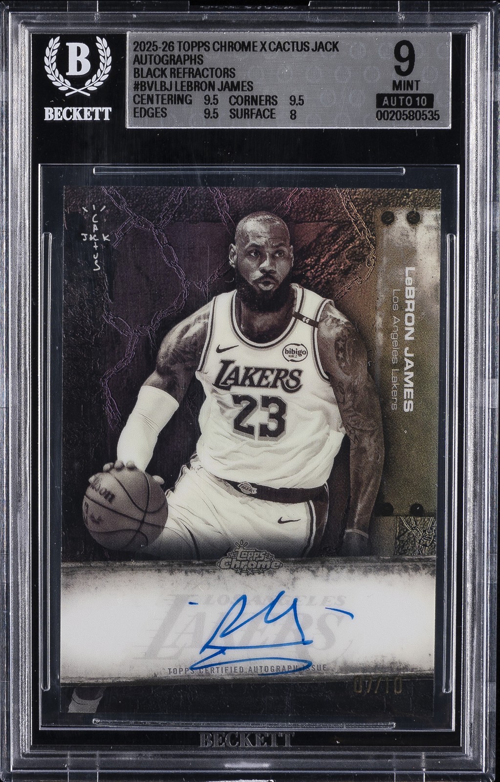 2025-26 TOPPS CHROME X CACTUS JACK AUTOS BLACK REFRACTOR LEBRON JAMES BGS 9 2025-26 TOPPS CHROME X CACTUS JACK AUTOS BLACK REFRACTOR LEBRON JAMES BGS 9