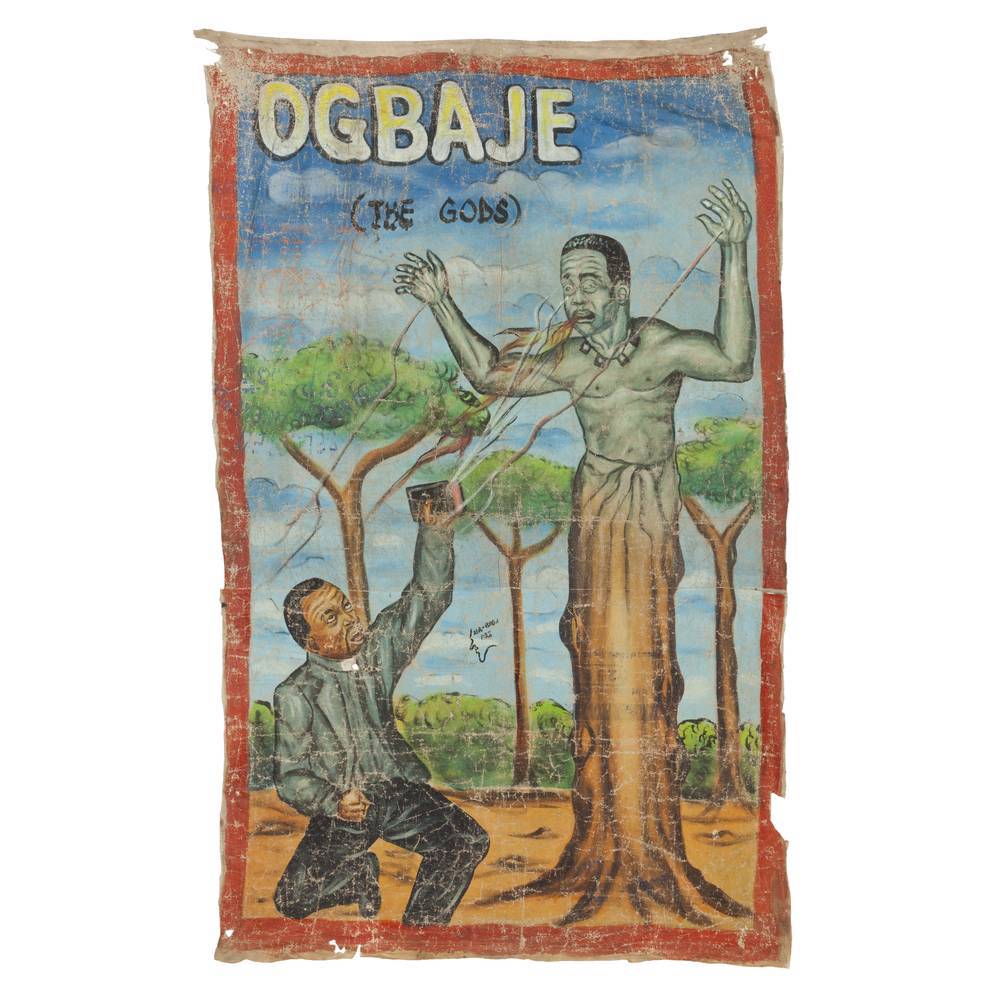 ORIGINAL AFRICAN MR BREW MOVIE POSTER PAINTING FLOUR SACK GHANA WEST AFRICA 