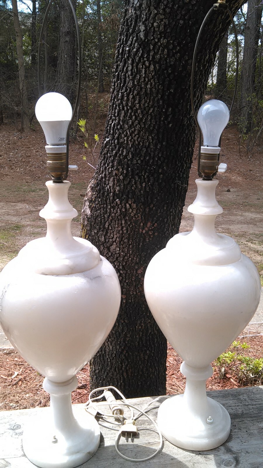 PR VINTAGE ITALIAN ART TABLE LAMP ANTIQUE HOLLOW TRANSLUCENT ALABASTER SIMON LIT