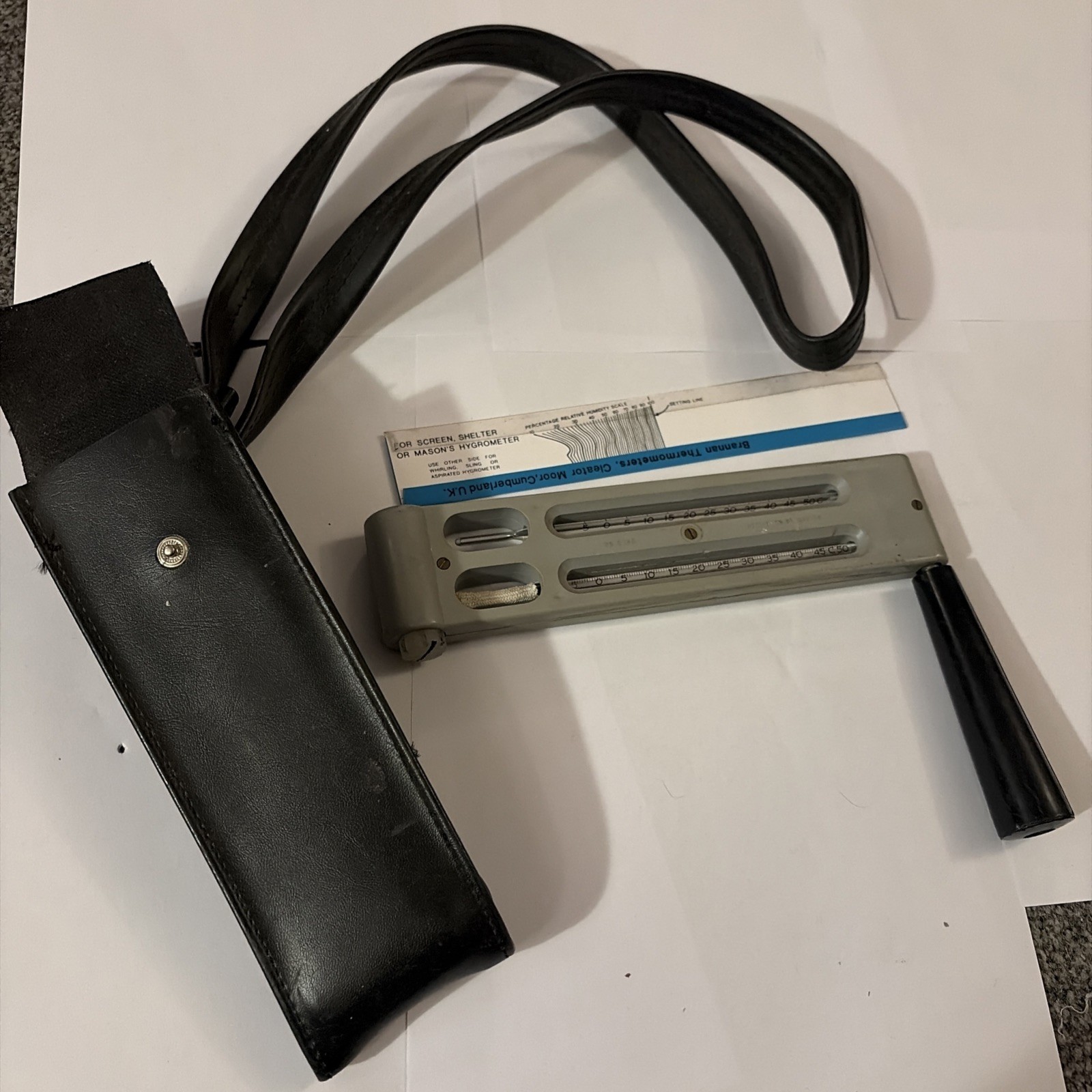 Vintage Brannan Whirling Hygrometer sling psychrometer with case masons 