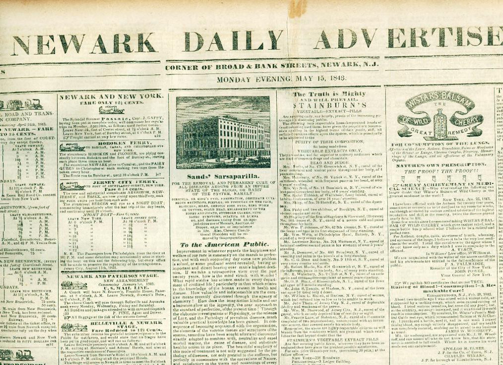 Newspaper Ex President Mirabeau Lamar Sibley & Fort Jessup Texas Treasury 1843 Newspaper Ex President Mirabeau Lamar Sibley & Fort Jessup Texas Treasury 1843