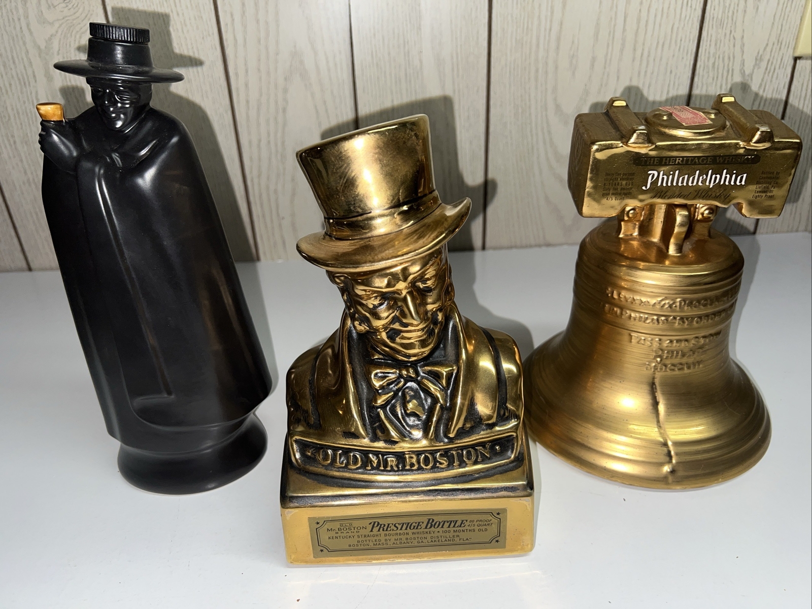Lot Of Vintage Decanters 1969 Wedgewood, Old Mr. Boston Prestige, Liberty Bell.