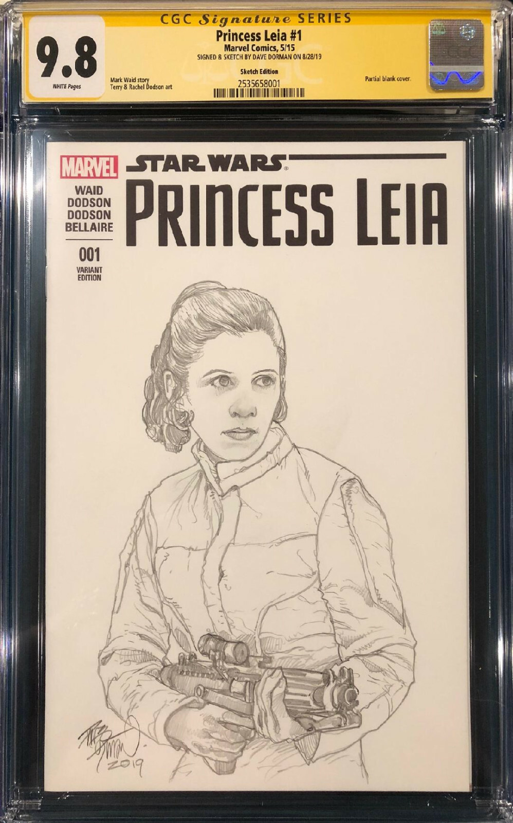 DAVE DORMAN ORIGINAL PRINCESS LEIA STAR WARS Sketch CGC 9.8 Signed SKYWALKER DAVE DORMAN ORIGINAL PRINCESS LEIA STAR WARS Sketch CGC 9.8 Signed SKYWALKER
