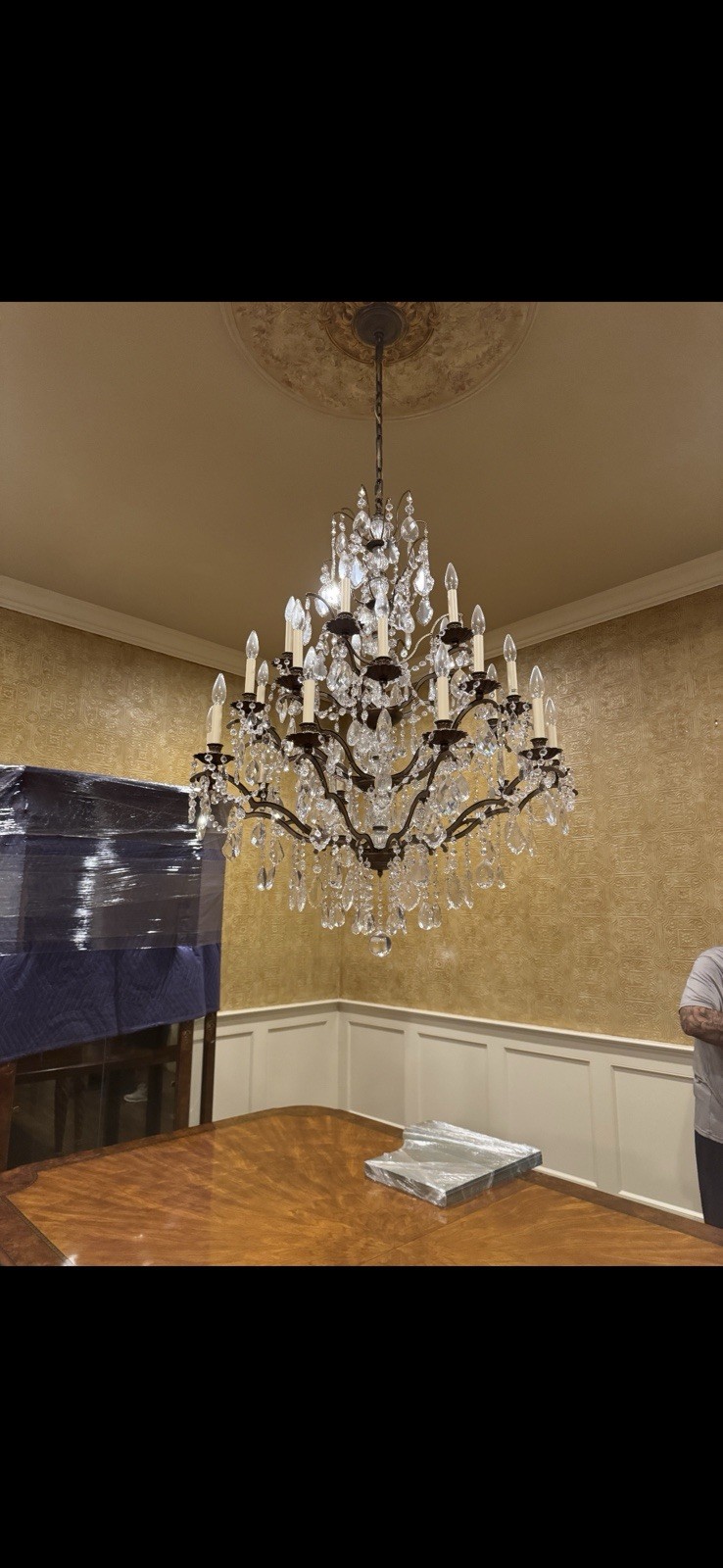 Large 24-Light Crystal Chandelier – French Empire Style, Baccarat Style