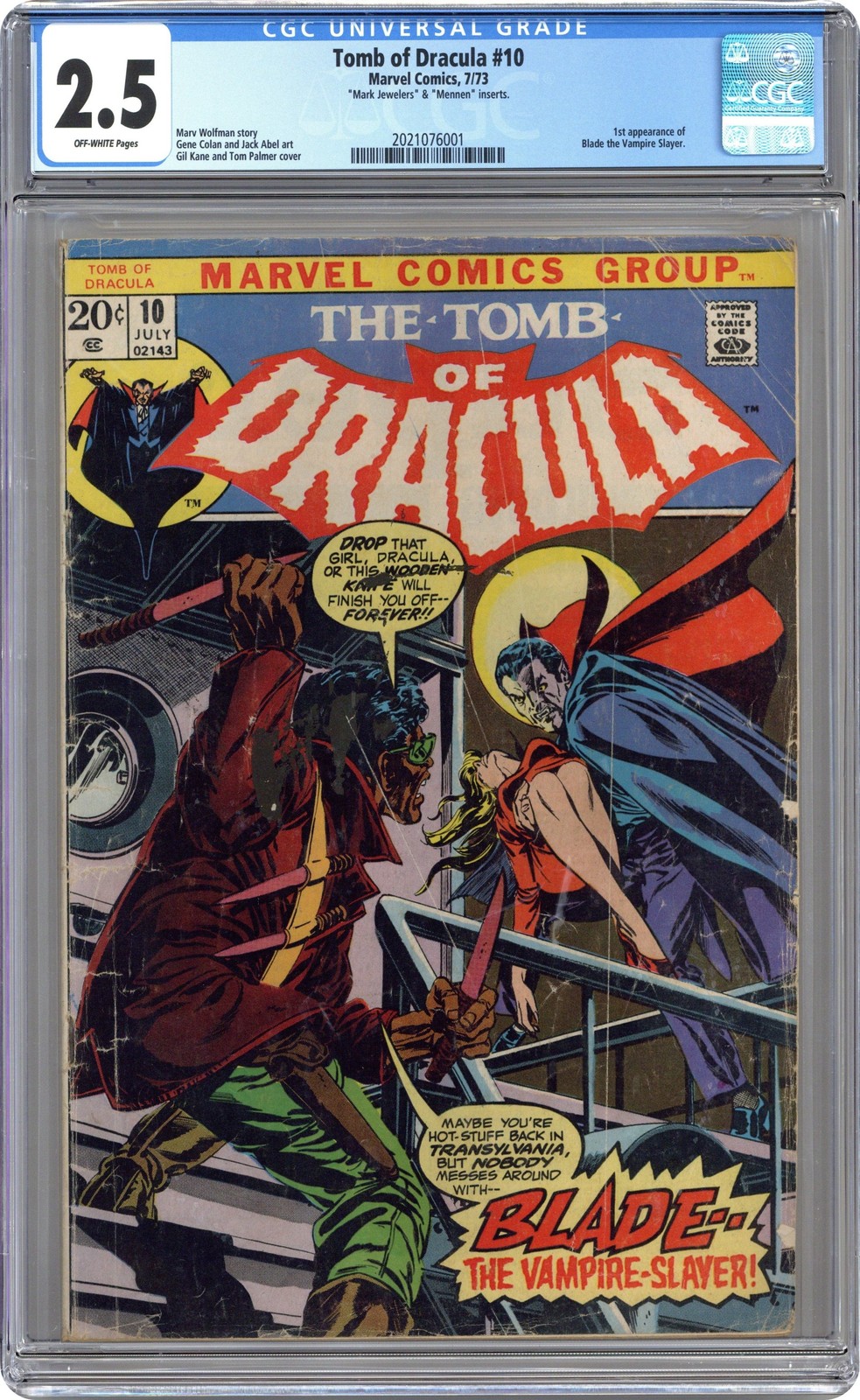 Tomb of Dracula Mark Jewelers #10MJ&MENNEN CGC 2.5 1973 2021076001