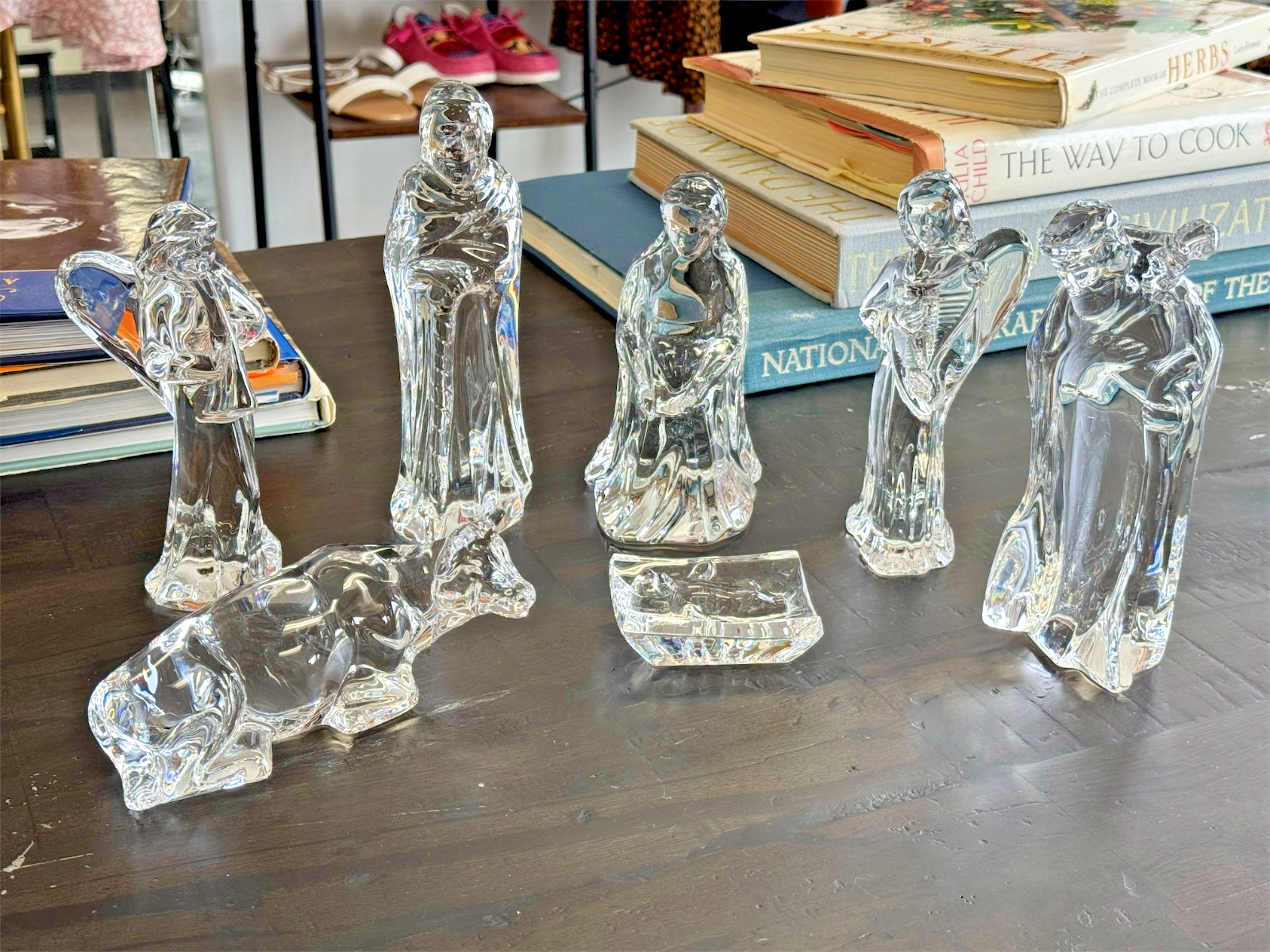Baccarat France Crystal Nativity Scene 7 Piece Set Christmas Figurines
