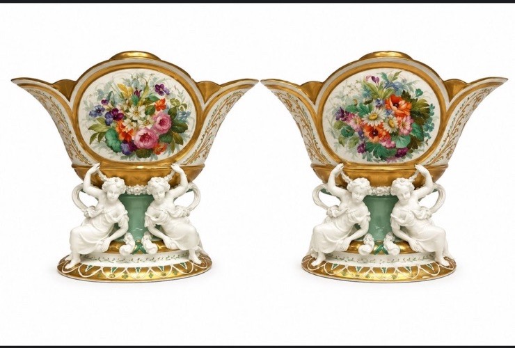 Pair of Probably Henri Ardant of Limoges Porcelain Vases Pair of Probably Henri Ardant of Limoges Porcelain Vases
