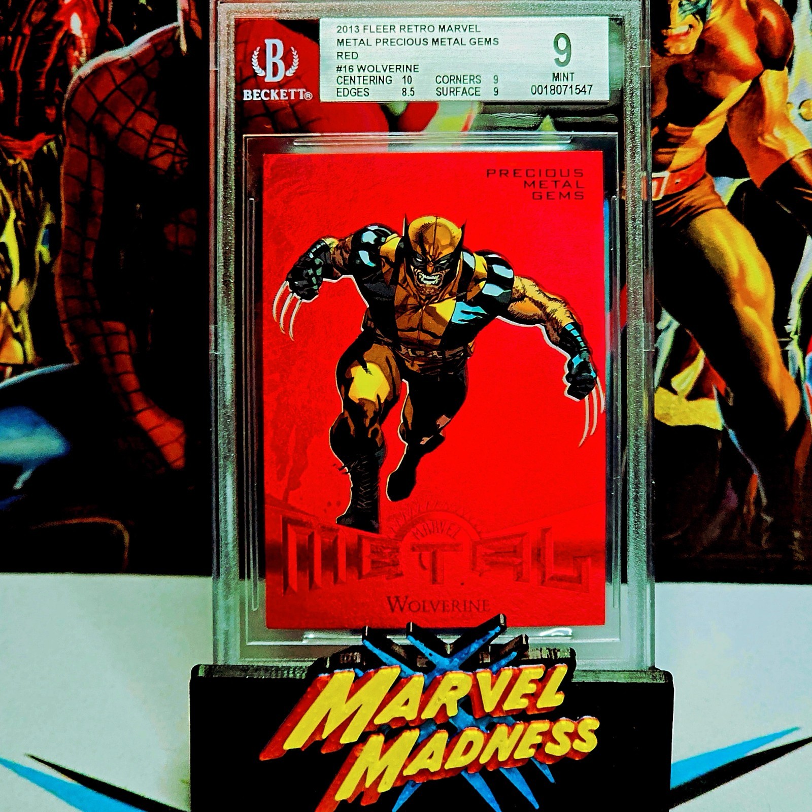 2013 Marvel Fleer Retro RED Precious Metal Gem PMG Wolverine 69/100 #16 MINT 9