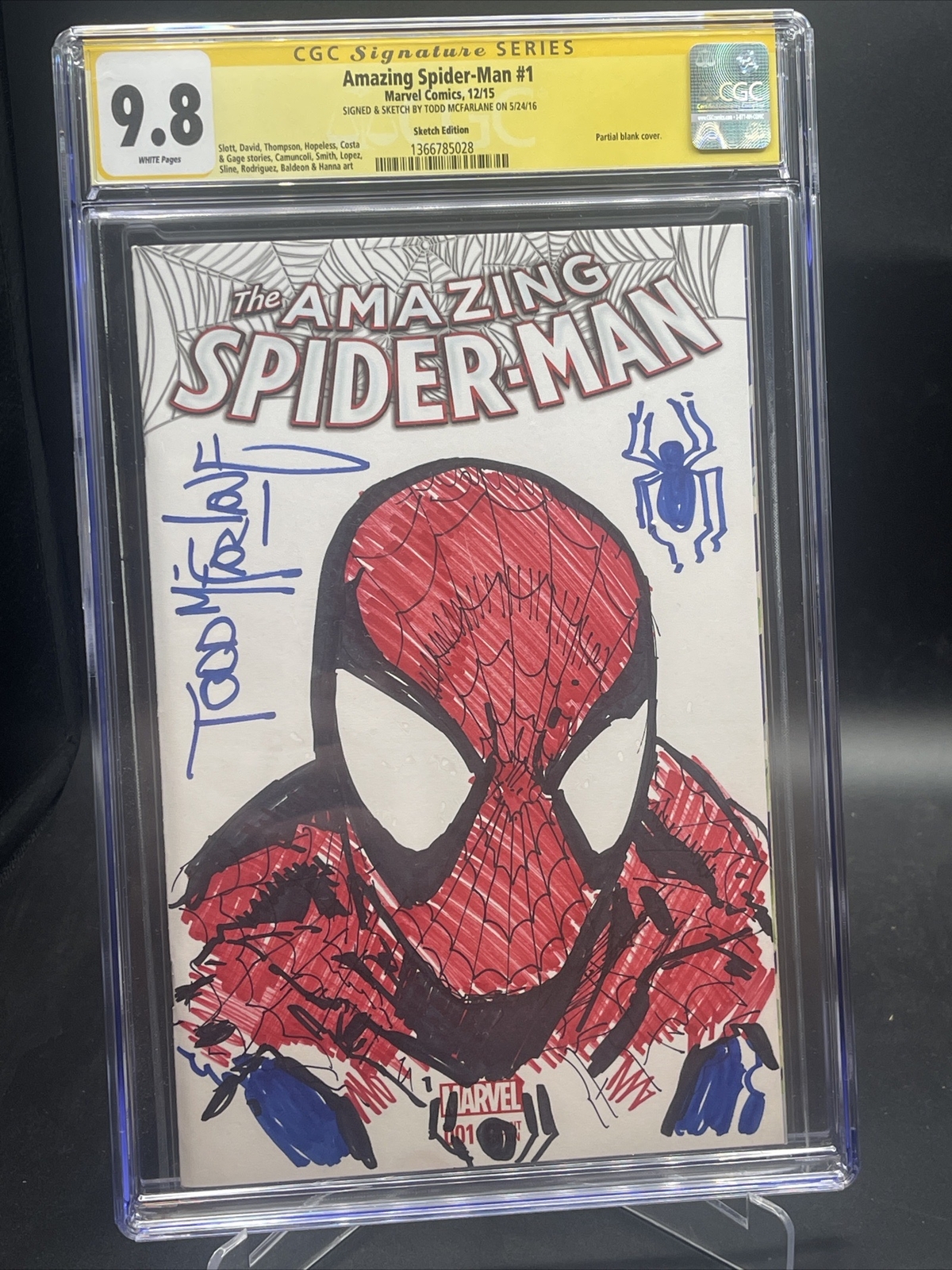 AMAZING SPIDER-MAN 1 CGC 9.8 SS ORIGINAL ART SKETCH TODD MCFARLANE RARE COLORED AMAZING SPIDER-MAN 1 CGC 9.8 SS ORIGINAL ART SKETCH TODD MCFARLANE RARE COLORED