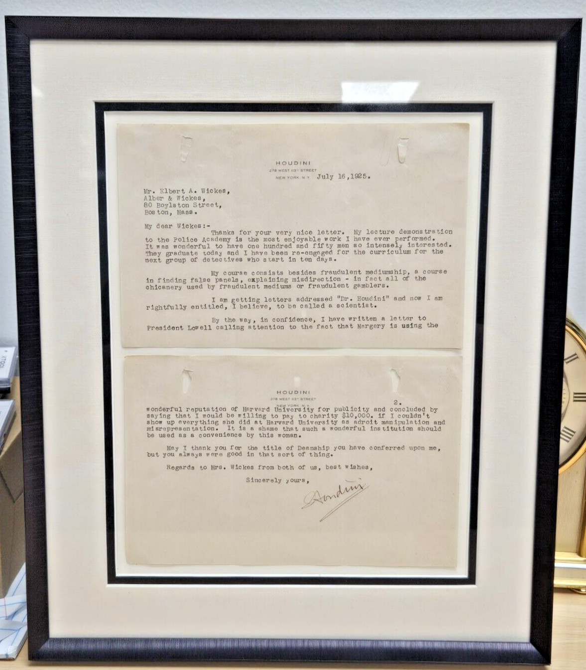 Harry Houdini signed Typed Letter PSA DNA 2 PAGE HH Stationary & bicycle Card Ad