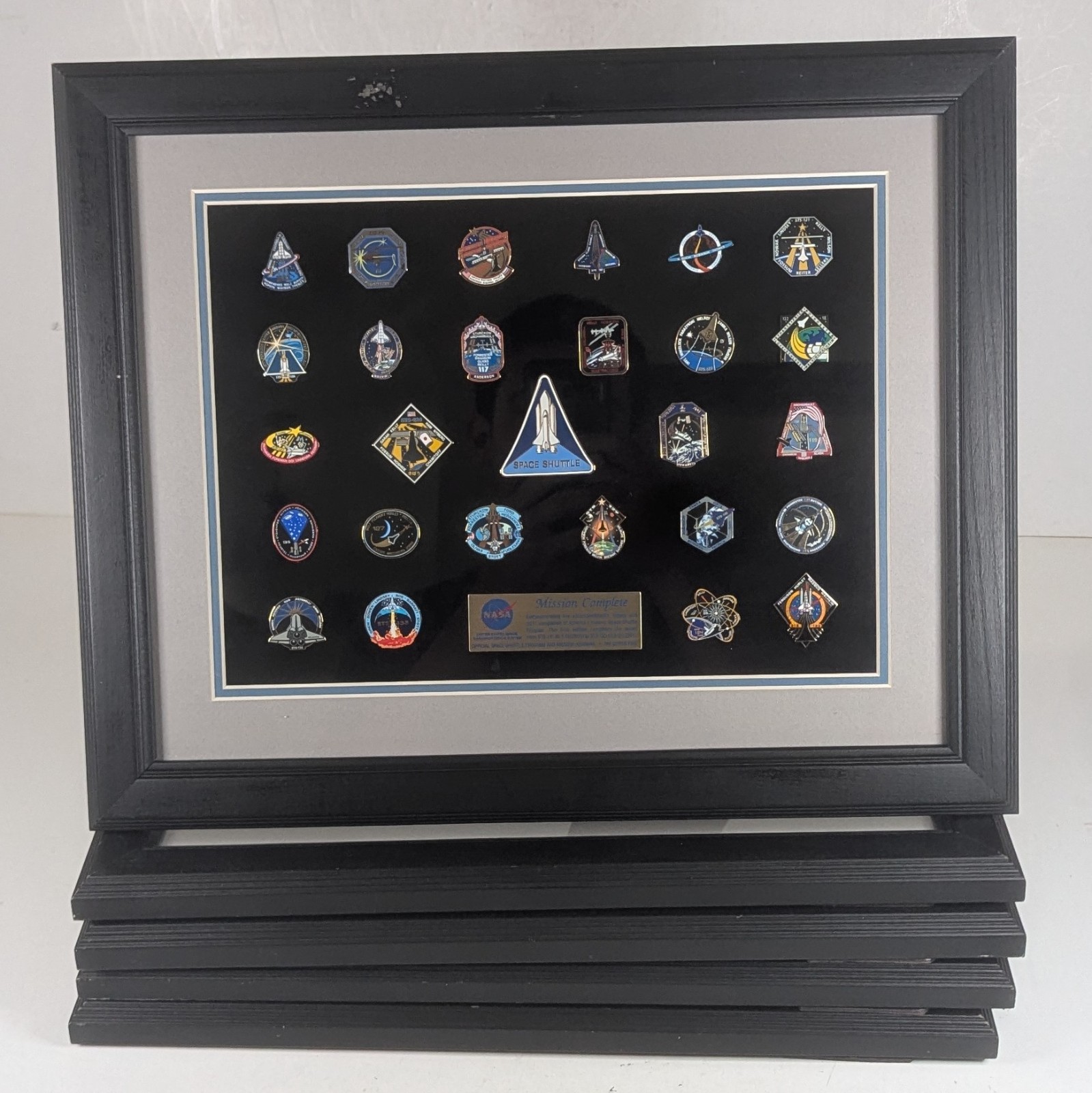 Set Of 145 Nasa Mission Pins From 1977-2011 Framed Lot Series 1-5 Nice