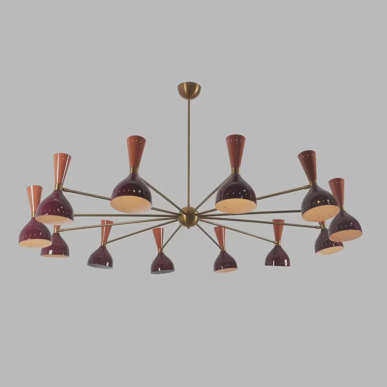 Large Brass Sputnik Ceiling Light – 24-Light Mid Century Modern Chandelier