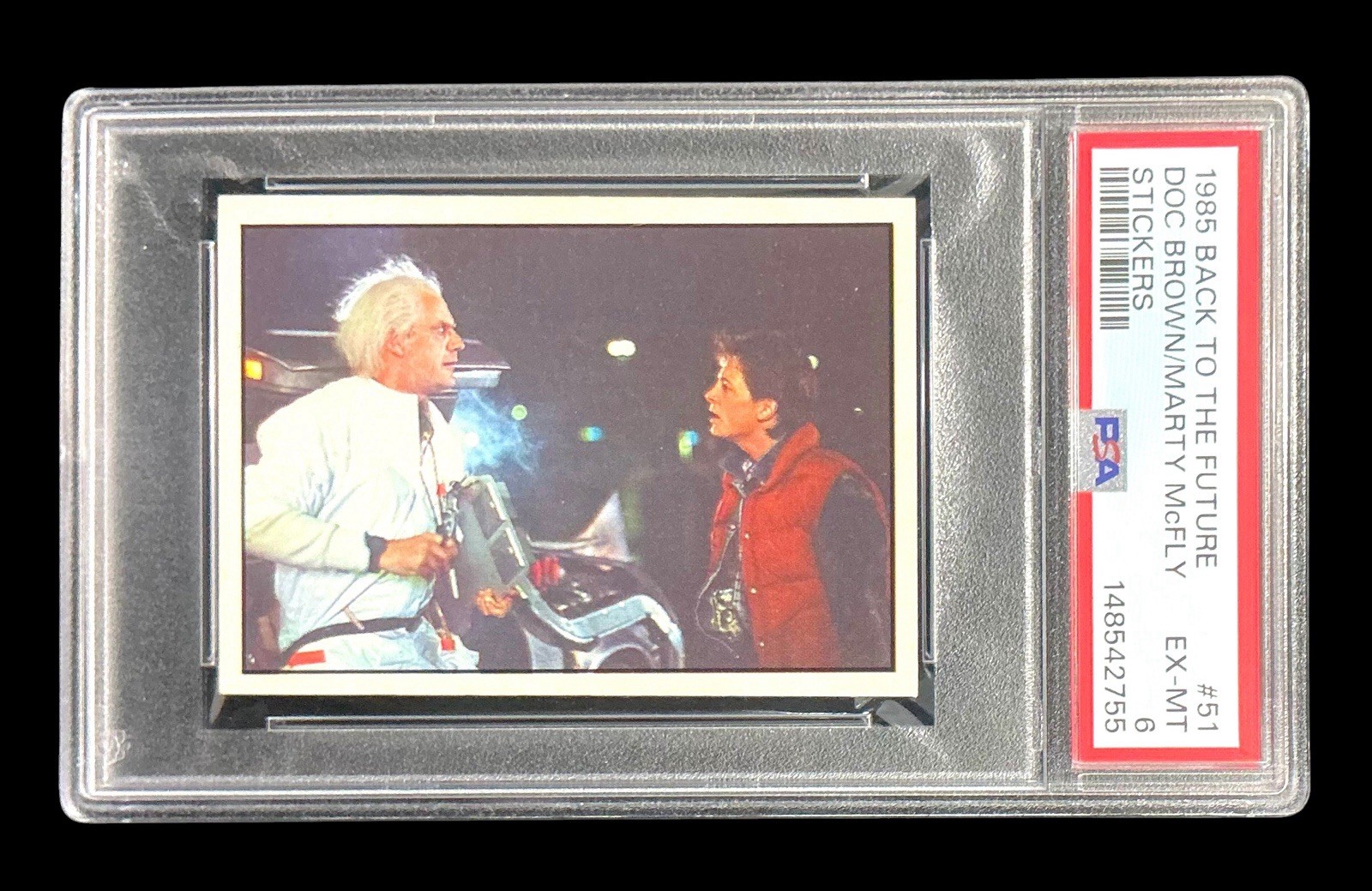 1985 back to the future 51 doc brown & marty mcfly; delorean PSA 6 **POP 1, 0^ 1985 back to the future 51 doc brown & marty mcfly; delorean PSA 6 **POP 1, 0^