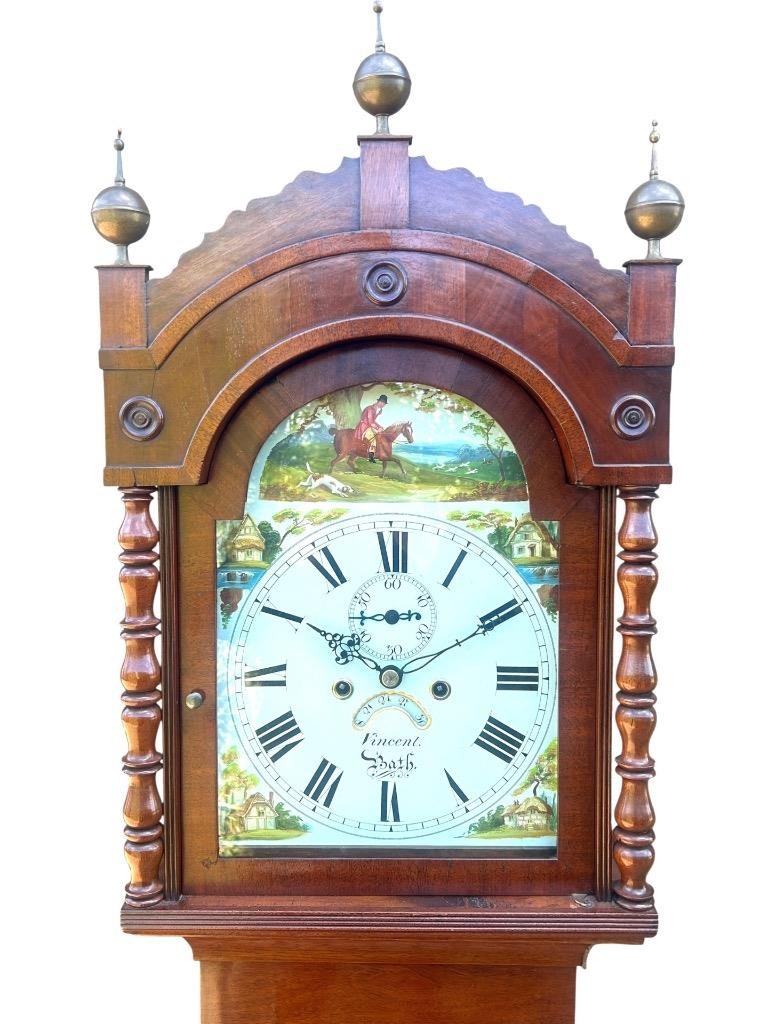 Antique 8-Day Mahogany Longcase Grandfather Clock Vincent of Bath 214cm