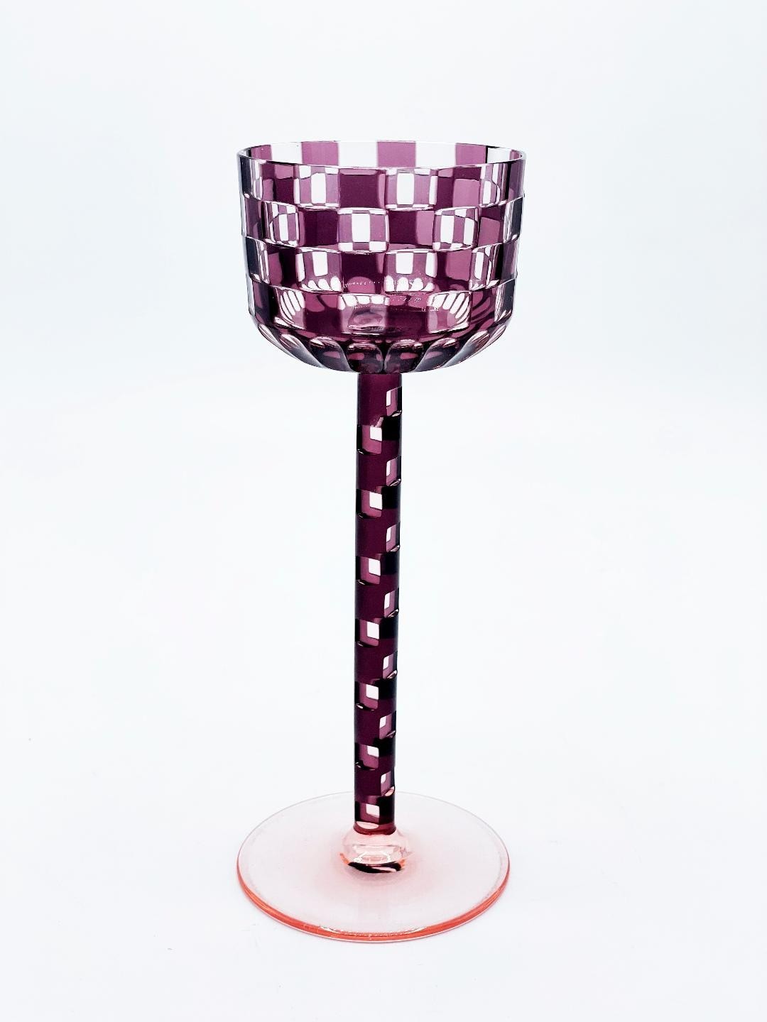 Otto Prutscher Cased Cut Wine Glass Goblet 1905 Vienna Secession Austria