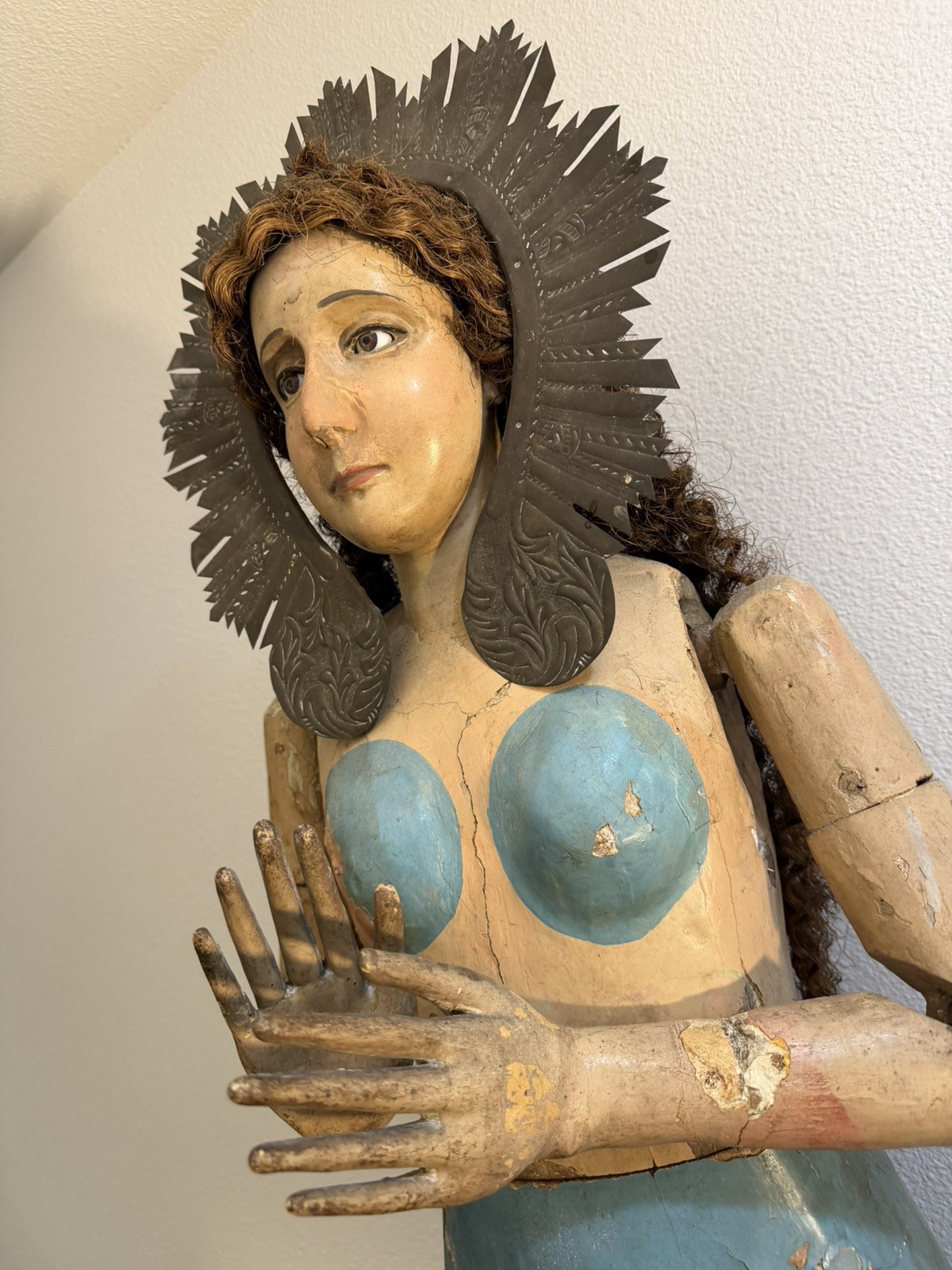 19THc SPANISH COLONIAL CARVED WOOD SANTOS DE VESTIR OF VIRGIN MARY DOLOROSA 53 19THc SPANISH COLONIAL CARVED WOOD SANTOS DE VESTIR OF VIRGIN MARY DOLOROSA 53