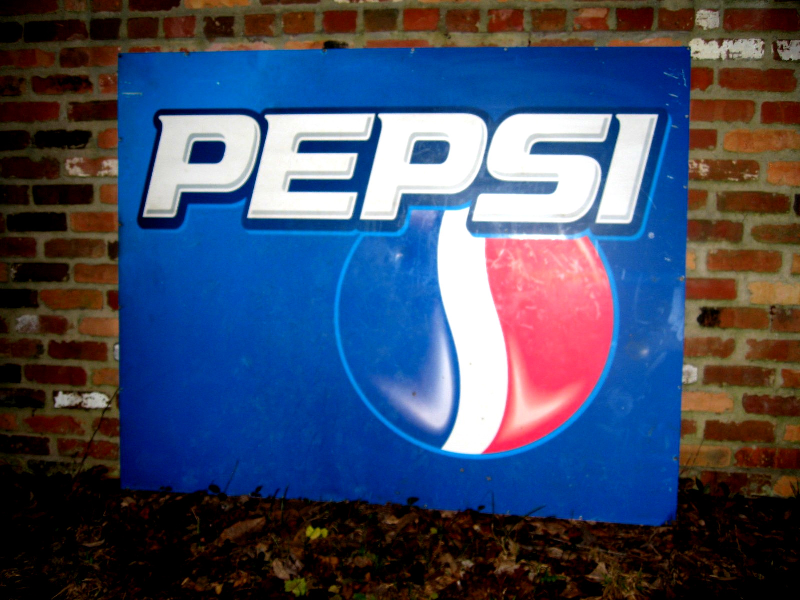 RARE MASSIVE HUGE 4 ft x 5 ft PEPSI Cola METAL SIGN - 1980s w/ Sideways LOGO