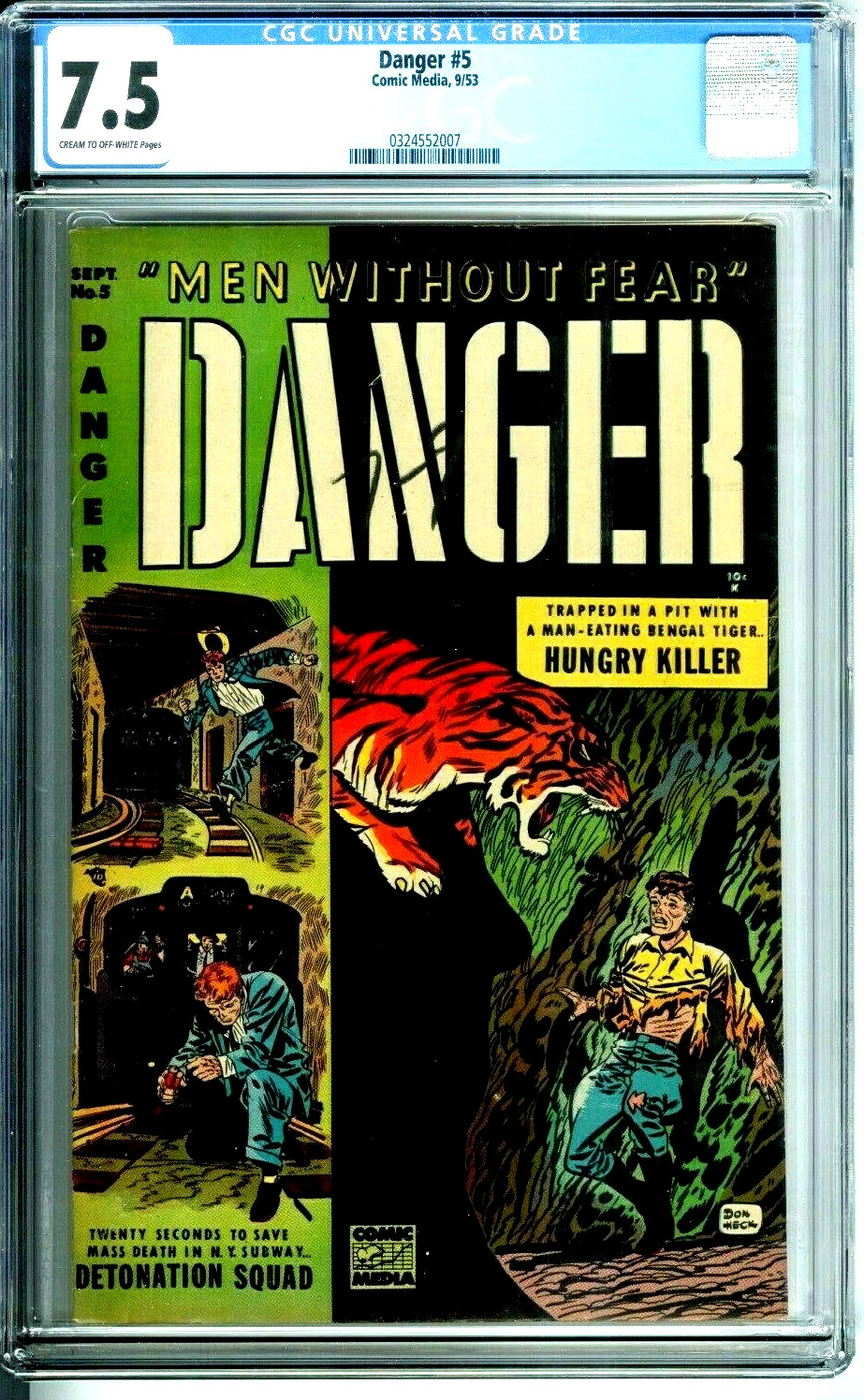 DANGER #5 CGC 7.5 HIGHEST GRADED only 2 copies graded COMIC MEDIA 1953 DANGER #5 CGC 7.5 HIGHEST GRADED only 2 copies graded COMIC MEDIA 1953