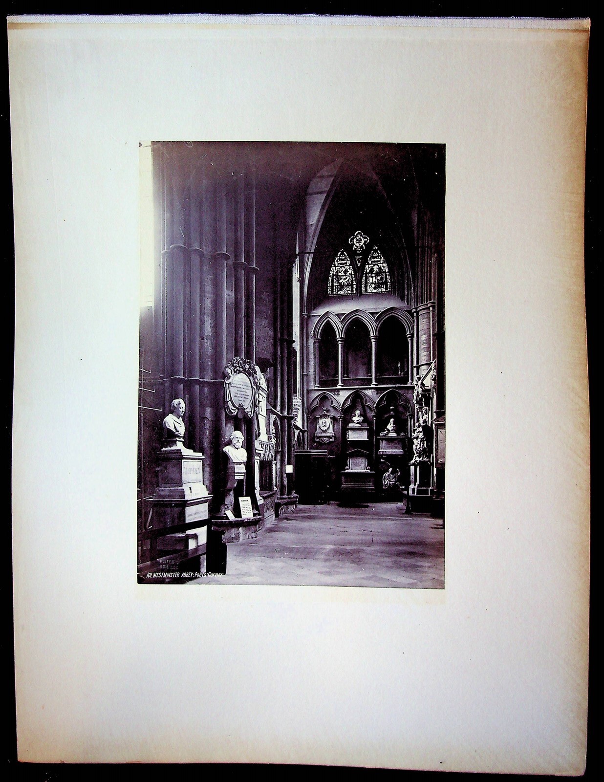Westminster Abbey Coronation Chair & Poets Corner Albumen Photo 1900s England Westminster Abbey Coronation Chair & Poets Corner Albumen Photo 1900s England