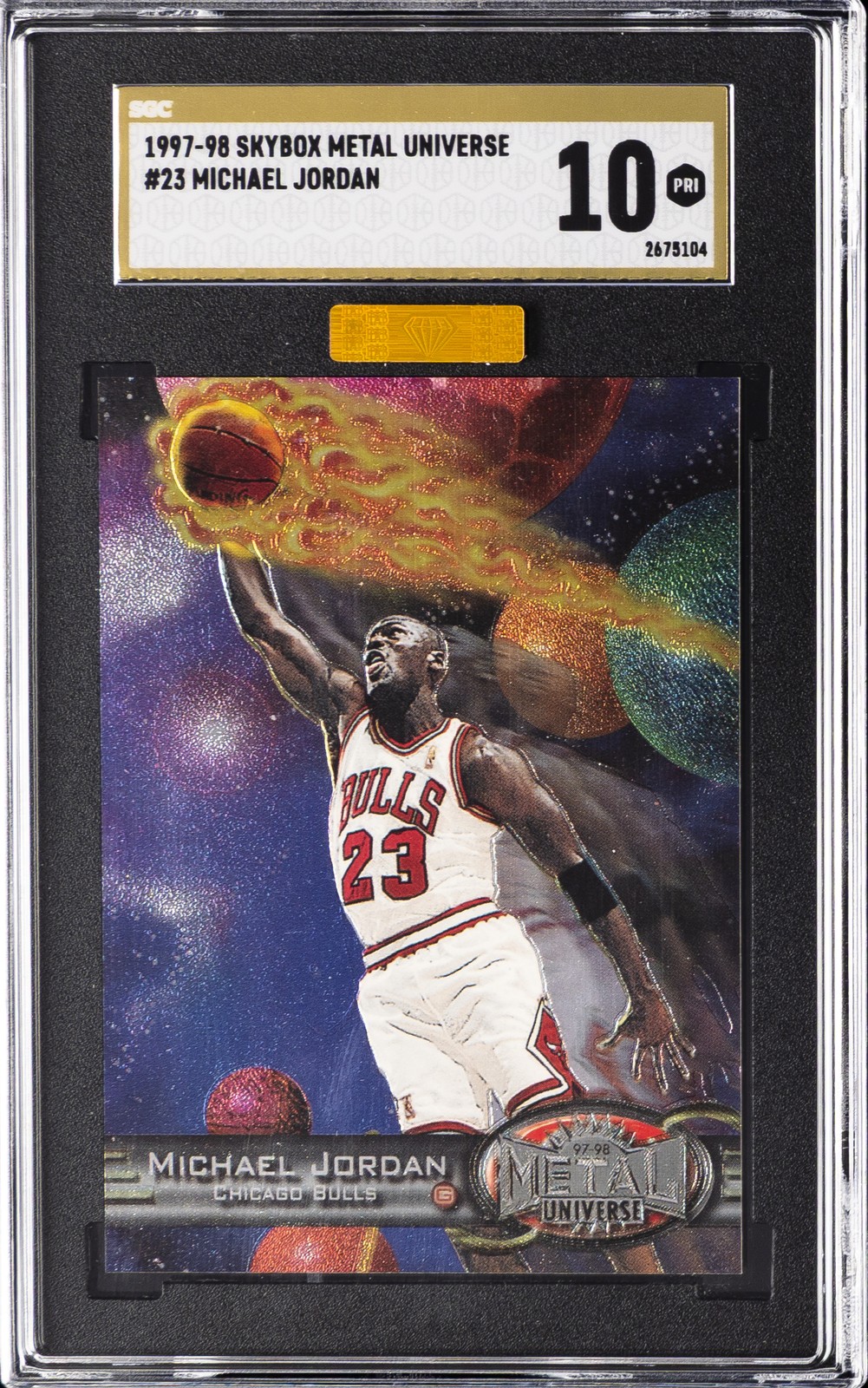 1997-98 SKYBOX: METAL UNIVERSE #23 MICHAEL JORDAN SGC 10 PRI 1997-98 SKYBOX: METAL UNIVERSE #23 MICHAEL JORDAN SGC 10 PRI