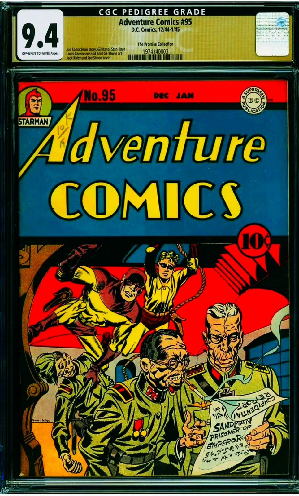 ⭐️Adventure Comics #95,1944 CGC 9.4 NM ⭐️Promise Pedigree👑Kirby TopTier Sandman ⭐️Adventure Comics #95,1944 CGC 9.4 NM ⭐️Promise Pedigree👑Kirby TopTier Sandman