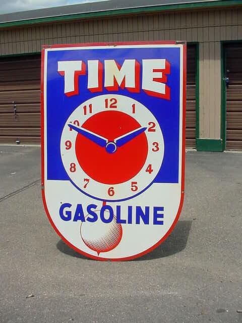 Time gas porcelain 6' sign see my neon signs, ford Chevrolet Cadillac Musko Time gas porcelain 6' sign see my neon signs, ford Chevrolet Cadillac Musko