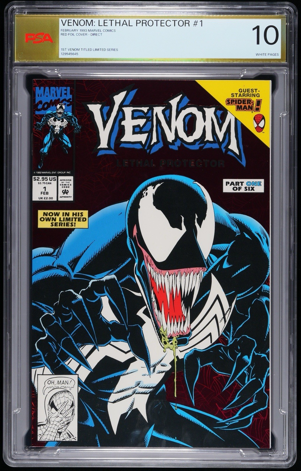 VENOM: LETHAL PROTECTOR #1 (Marvel 1993) Gem Mint PSA 10 White Pages POP 2