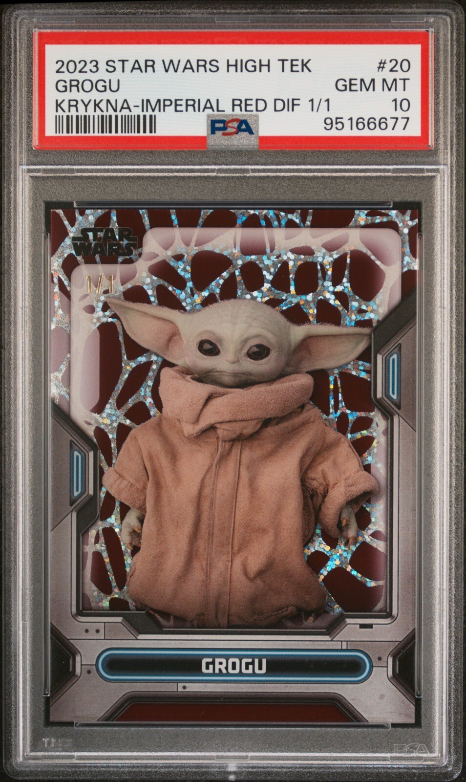 *PSA 10 TRUE 1/1* Grogu 2023 Topps Star Wars High Tek Red 1/1 Superfractor Child *PSA 10 TRUE 1/1* Grogu 2023 Topps Star Wars High Tek Red 1/1 Superfractor Child