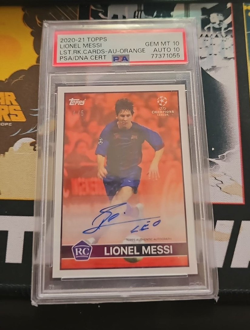 2020 Topps Lost Rookie Cards Lionel Messi Auto Orange /5 PSA 10 AUTO 10 POP 1 2020 Topps Lost Rookie Cards Lionel Messi Auto Orange /5 PSA 10 AUTO 10 POP 1